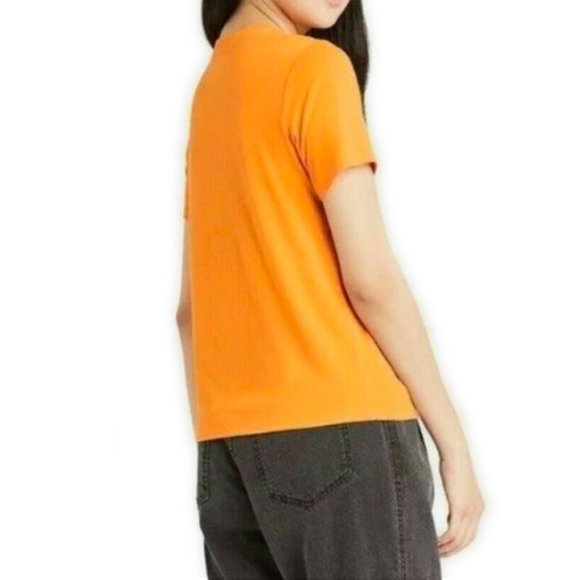 Orange Jack O'Lantern Short Sleeve Graphic T-Shirt Top - Womens Juniors XL - Picture 2 of 2